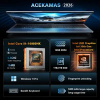 Ordinateur portable de jeu ACEKAMAS 15,6 pouces 2026, Intel Core i9 10980HK, écran IPS 4K, 16 Go DDR4, SSD M.2 1 To, Windows 11 Pro 2