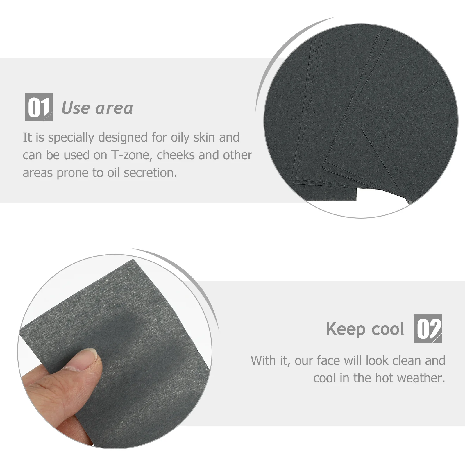 2Sets Bamboo Charcoal Oil Control Paper Facial Oil Absorbing Sheets Light Fragrance Portable Blotting Tissue for Oily