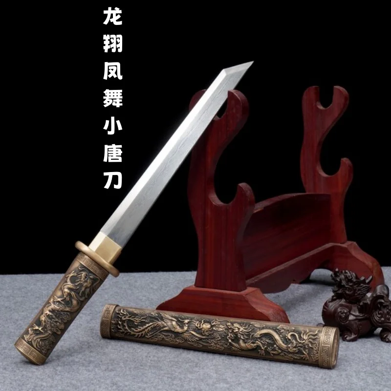 Longquan City Sword Tang Knife Tang Horizontal Knife Short Knife Forging Small Tang Knife Collectibles Crafts Cold Weapons