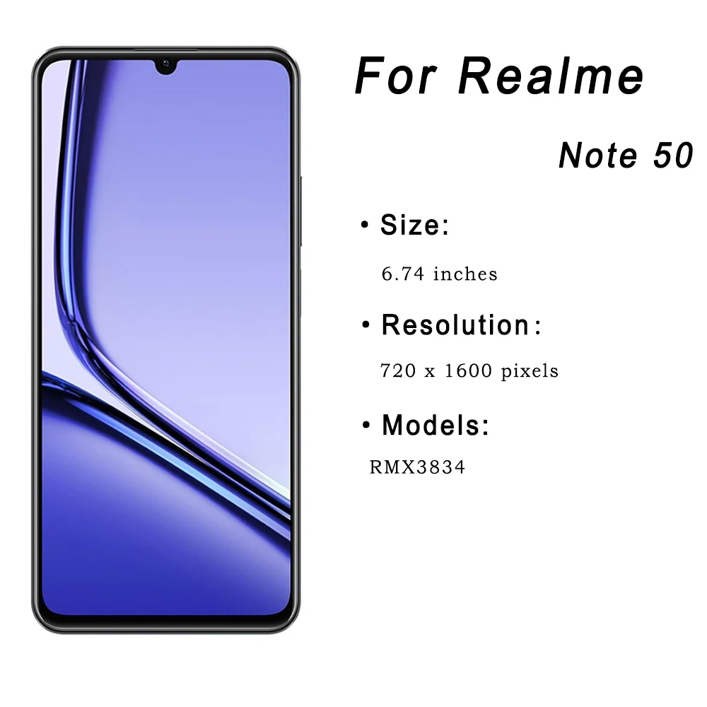 Schermo LCD Per Realme Note 50 4G RMX383 - Display Completo Con Cornice, Utensili E Vetro Temperato Inclusi