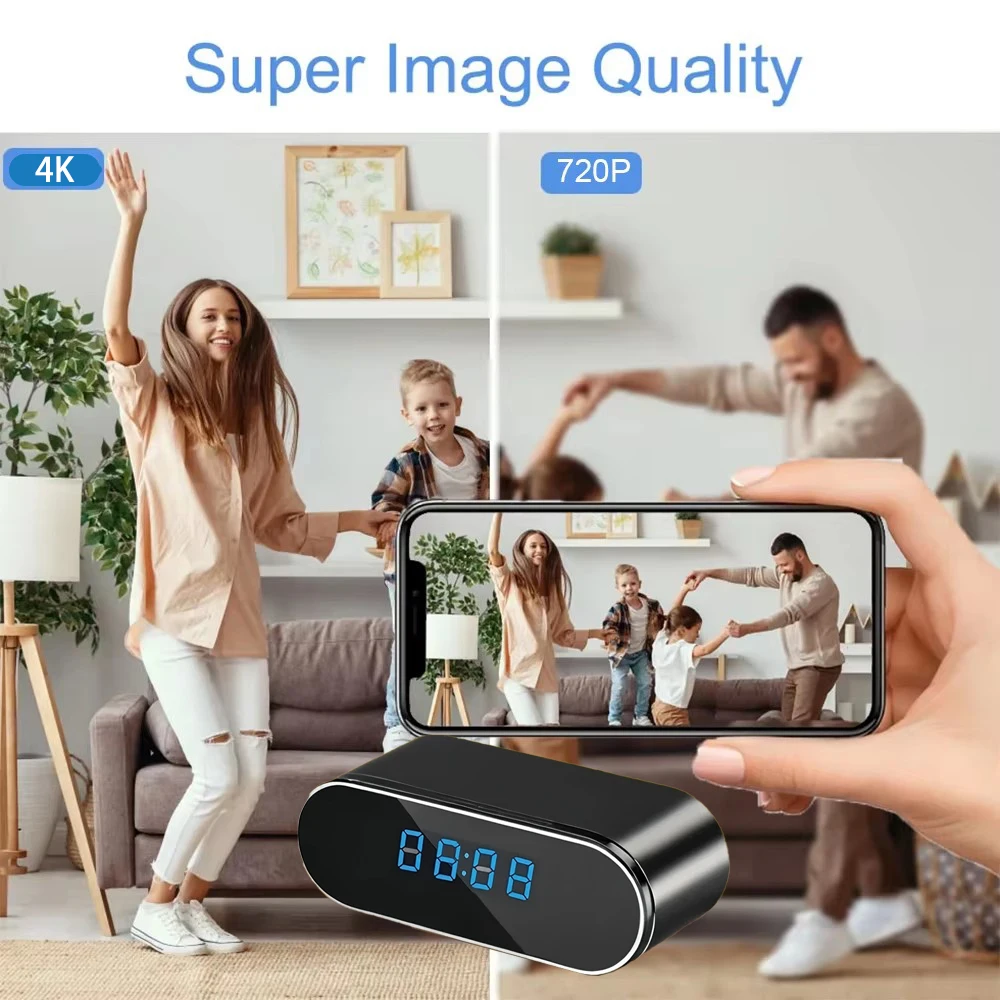 New 4K HD Mini Clock WiFi Camera with Infrared Night Vision, Motion Detection, Remote Viewing, Home Wireless Camera 3