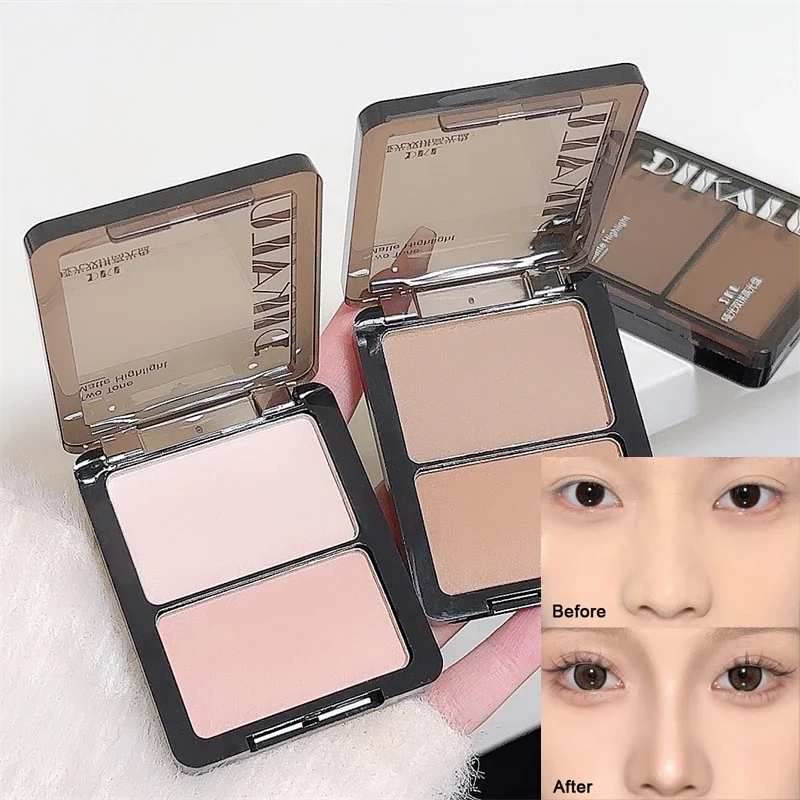 Highlighter Contour Palette 3D Facial Bronzer Cosmetic Face Shading Powder Two-toned Lasting Matte Nose Shadow Makeup Cosmetics