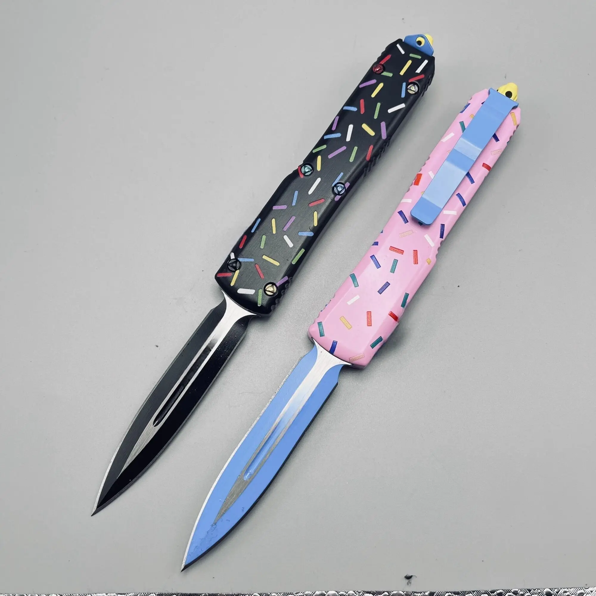 

UT Series Dessert Warrior MICRO ULTRA OTF TECH Knife Full Size 3.35'' Blade Donut Pink EDC Self Defense Pocketknives