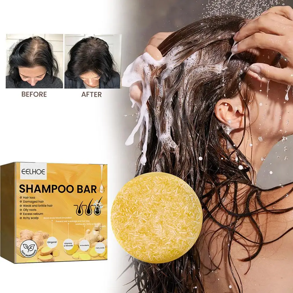 Ginger Shampoo Soap Ginger Hair Regrowth Shampoo Bar Anti-Hair Loss Natural Soap For All Hair Types