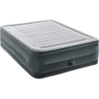 INTEX 64417ED Dura-Beam Deluxe Comfort-Plush High-Rise Air Mattress Fiber-Tech Queen 22in Bed Height 600lb Weight Capacity Grey 1