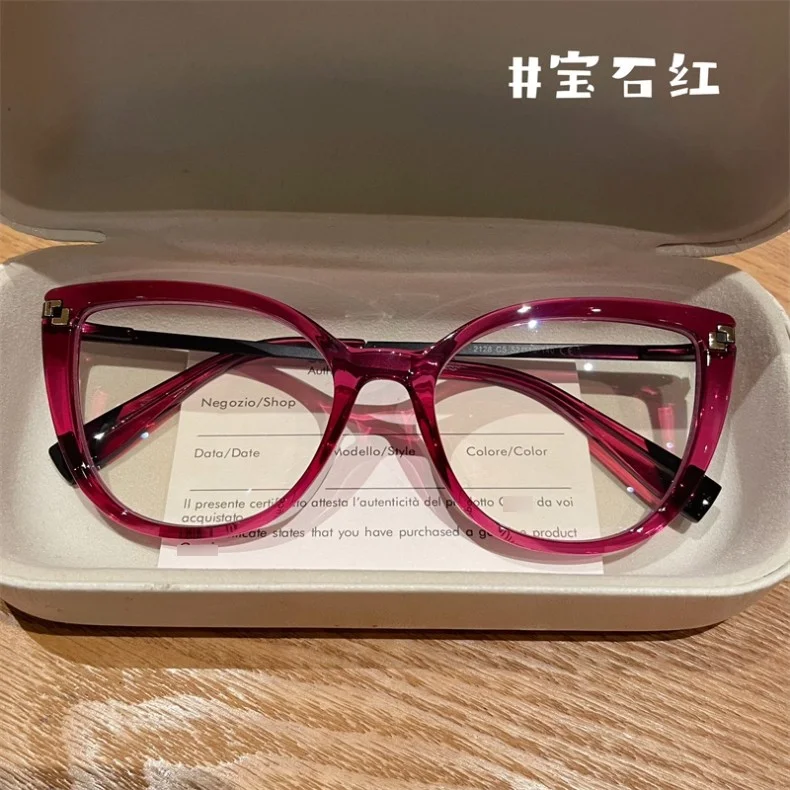 BLMUSA Lässiger Stil Trendige Damen Katzenaugen-Photochrome Korrekturbrille für Schmale Gesichter Anti-Blaulicht Lese-Optische Brille – Detail 5