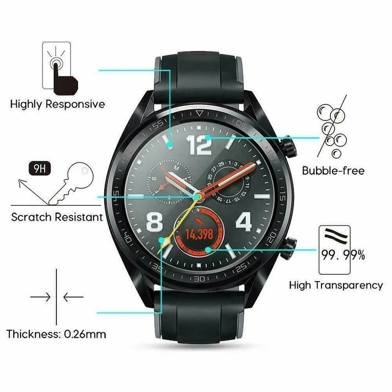 Vidro temperado para relógio Huawei, protetor de tela, filme à prova de explosão, acessórios smartwatch, GT 2, 3, GT2, GT3 Pro, 46mm