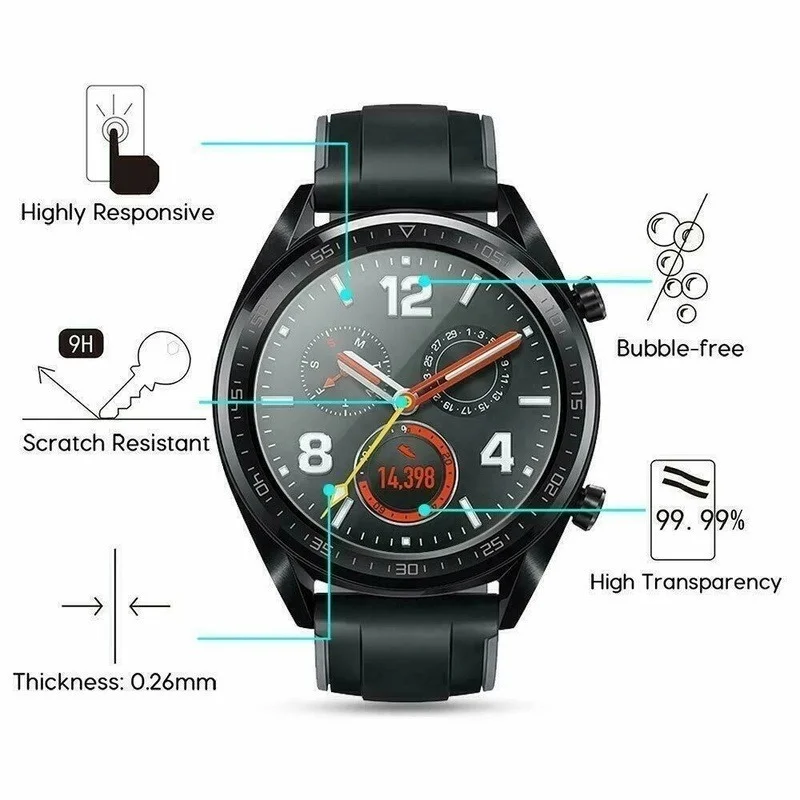 Watch Screen Protector Tempered Glass For Huawei Watch GT 2 3 GT2 GT3 Pro 46mm GT Runner Smartwatch Screen Protector Explosion-Proof Film Accessories