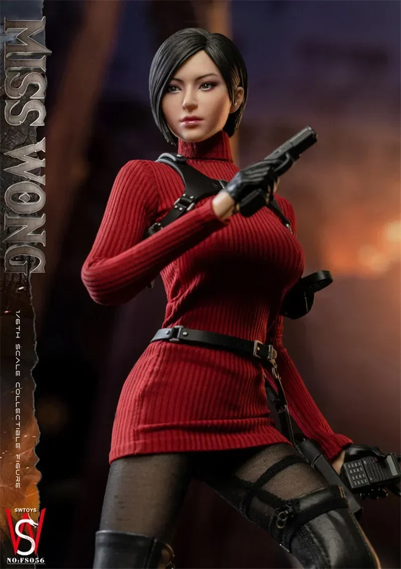 

In Stock Swtoys Fs056 1/6 Women Soldier Miss Wong Mysterious Red Female Agent With Double Head 12'' Full Set Action Figure Gifts