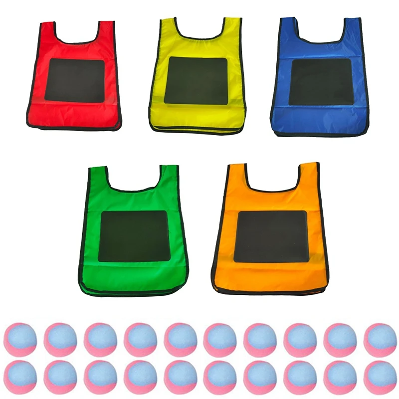 

Eludeball Game Set -5Pcs Kids Eludeball Tag Sticky Vests With 20 Sport Elude Balls For Indoor Outdoor Playground Games