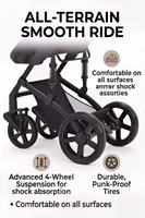 Poussette 3 en 1 haute performance avec nacelle et siège auto, système de voyage léger en aluminium, pliage à une main, siège réversible, roues amortissantes, grand panier de rangement, capote anti-UV, coussin confortable pour nouveau-né, idéal pour l'extérieur 3