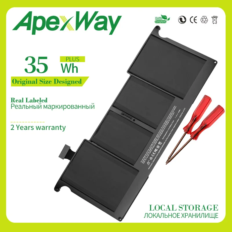 

ApexWay 7,3 В 35Wh A1375 Аккумулятор для ноутбука Apple MacBook Air 13 "11" A1405 A1406 A1965 A1396 A1466 A1370 A1465 A1932 A2179