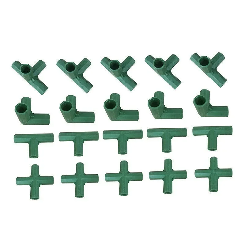 20pcs 식물 천막 구조 조인트 커넥터 플라스틱 파이프 프레임 온실 브래킷 식물 스테이크 가장자리 코너 커넥터