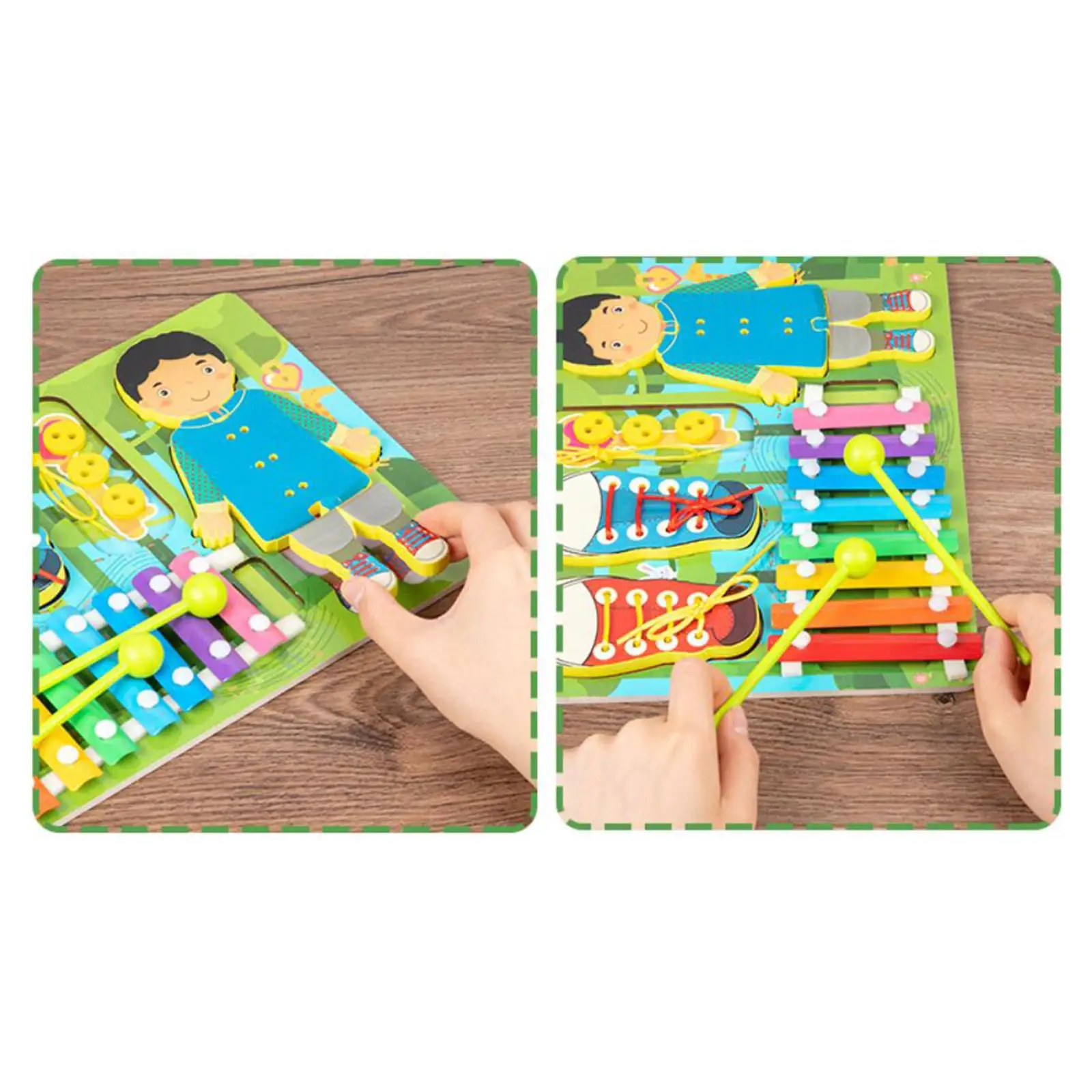 

Busy Board Montessori Toy Clothes Travel Toy for Baby 1-2 Years Old