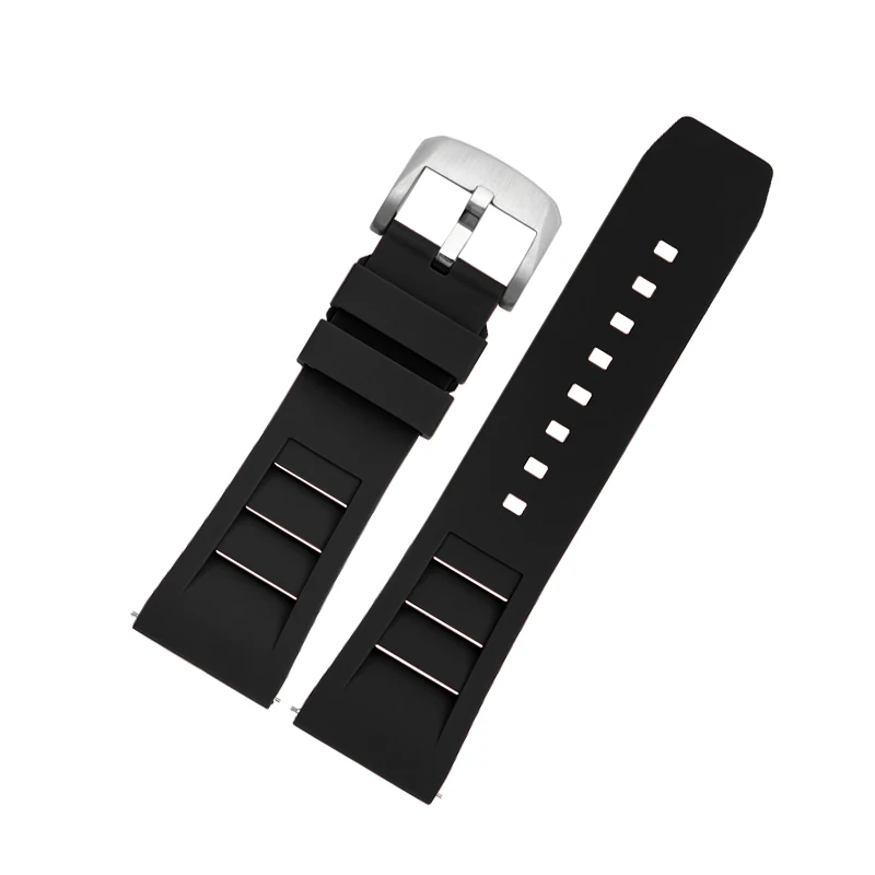Durable 24mm FKM Mountaineering Sports Watch Strap, Black