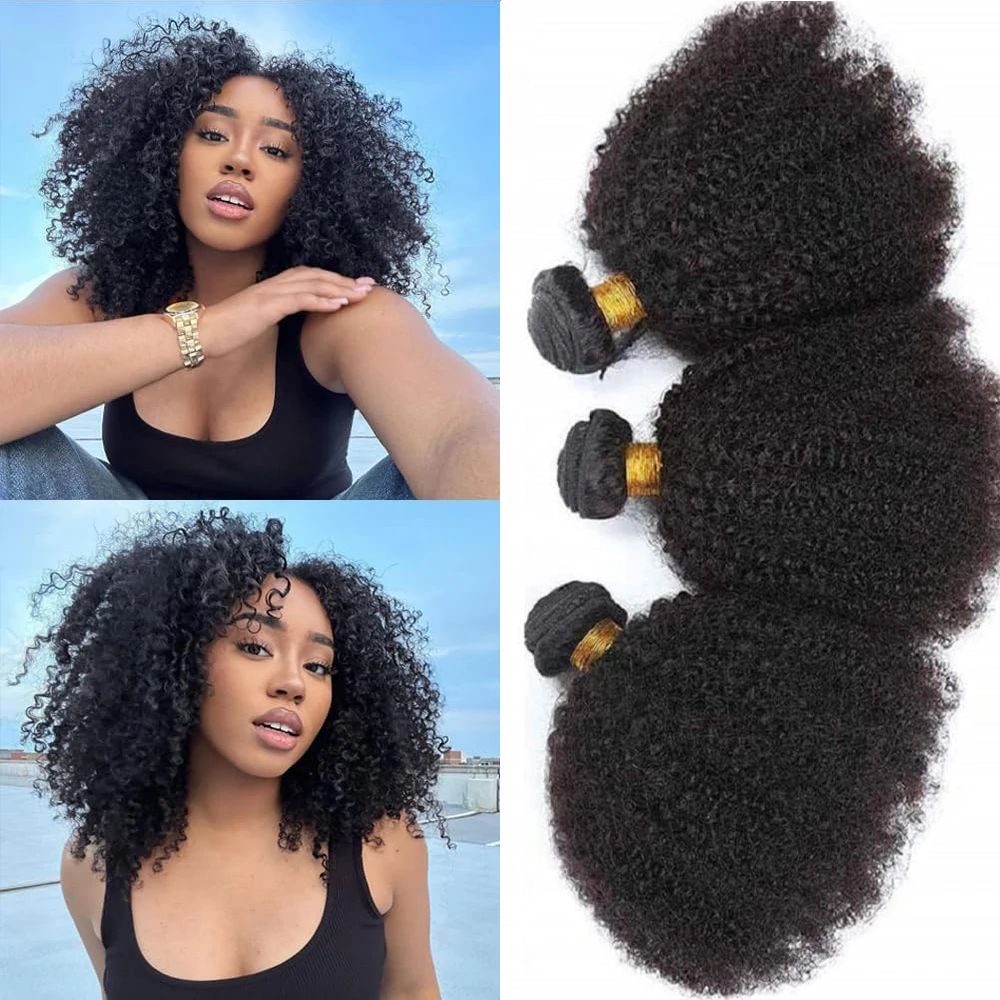 Afro Kinky Curly Human Hair Bundles 8 - 20 Inch Curly Weave 100% Unprocessed Virgin Extensions 1/2/3/4pcs for Black Women