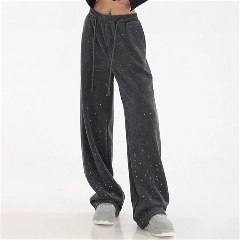 

Women's pants2023 Autumn New Korean Fashion Low Waist Wide Leg Pants Elastic waist cotton sports pants y2kTrousers free shipping