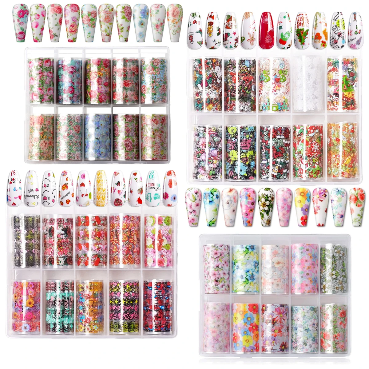 

Makartt Nail Foil Sheets 10 Rolls Christmas Nail Sticker Kit, Nail Foil Transfer Sheets DIY Nail Art Foil Stickers Decoration