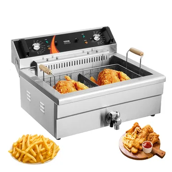 SucceBuy Commercial Deep Fryer 3000W Electric Turkey Fryer with Basket 30.6Qt Single Tank Countertop Stainless Steel Deep Fryers 1