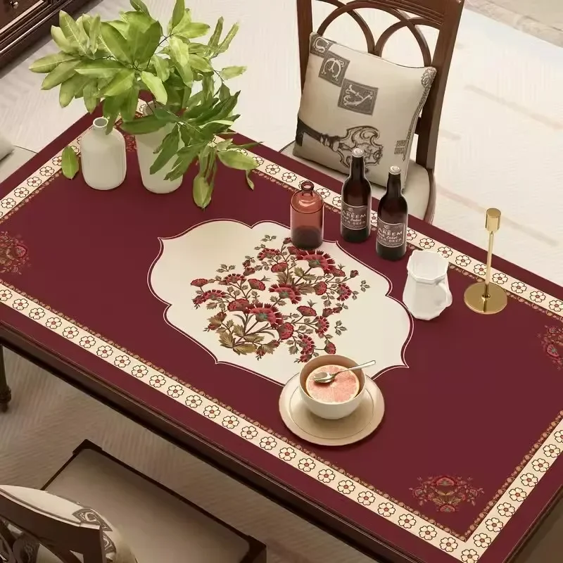 

137061 PVC Imported dining table cloth with oil proof, waterproof, light luxury and high-end feel, rectangular tablecloth with