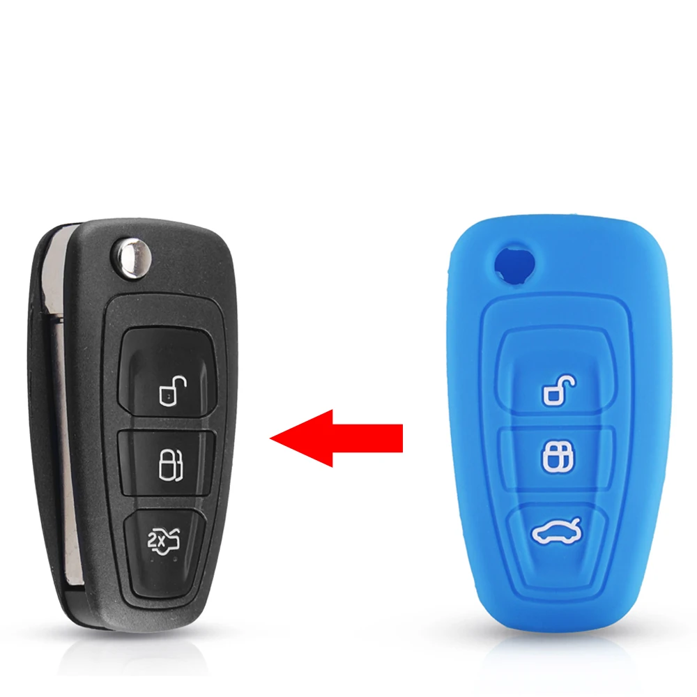 3 Button Silicone Car Remote Key Fob Cover for Ford Ranger C-Max Focus Galaxy Mondeo Transit Tourneo