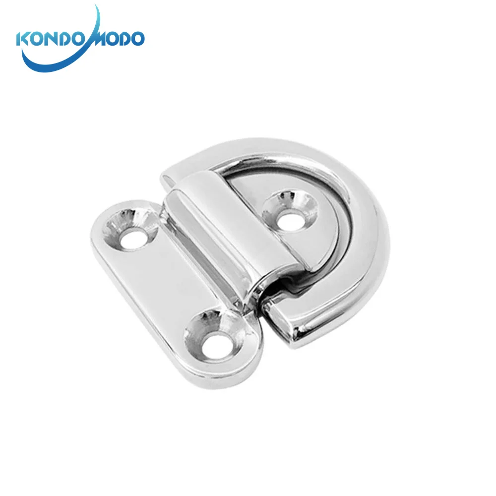 

Marine Hardware 54*49mm Mirror Polish 316 Stainless Steel Boat Folding Pad Eye Lashing D Ring Tie Down Cleat Yacht Accessories