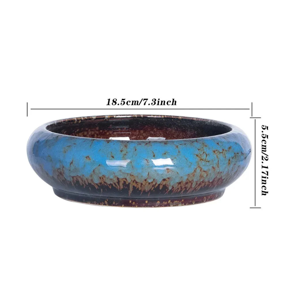 Wensmy 2 vasi per bonsai smaltati, in ceramica, moderni, per piante grasse, con foro di drenaggio, mini vasi smaltati vintage, per bonsai, cactus
