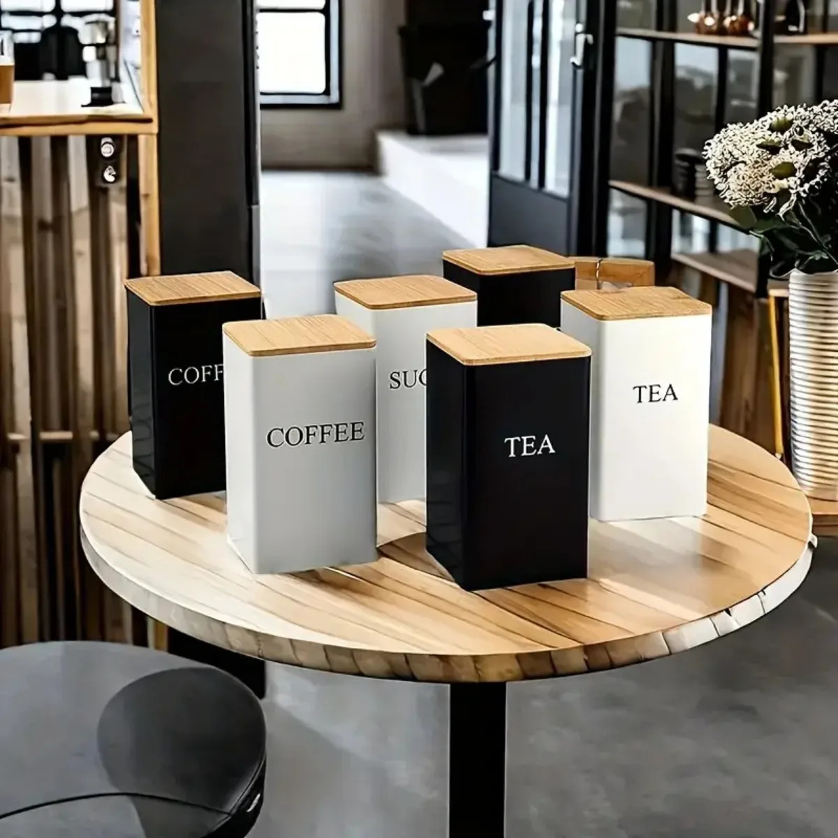 3pcs TEA COFFEE SUGAR Three Combination Set Storage Boxes Can Store Tea Coffee Fruit Tea Candy Etc Kitchen Storage Set rotating storage box