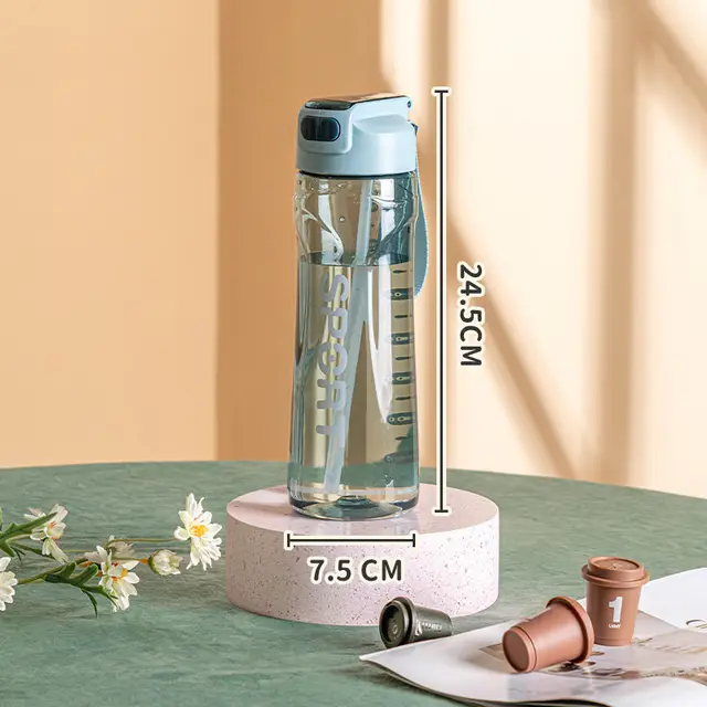 800ml Large Capacity Plastic Transparent Water Bottle With Straw Drinking Portable Sport Cup Kid School Outdoor Sport Camping 6