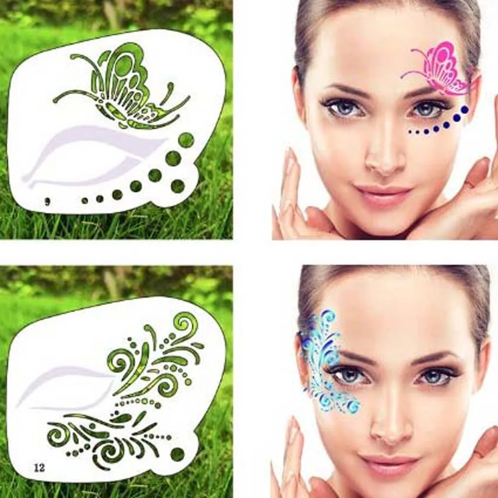 Makeup Tools Reusable Face Paint Templates Hollowed Hand Painting Body Art Paint Stencils Decorative Easy Use DIY Makeup Tools Children