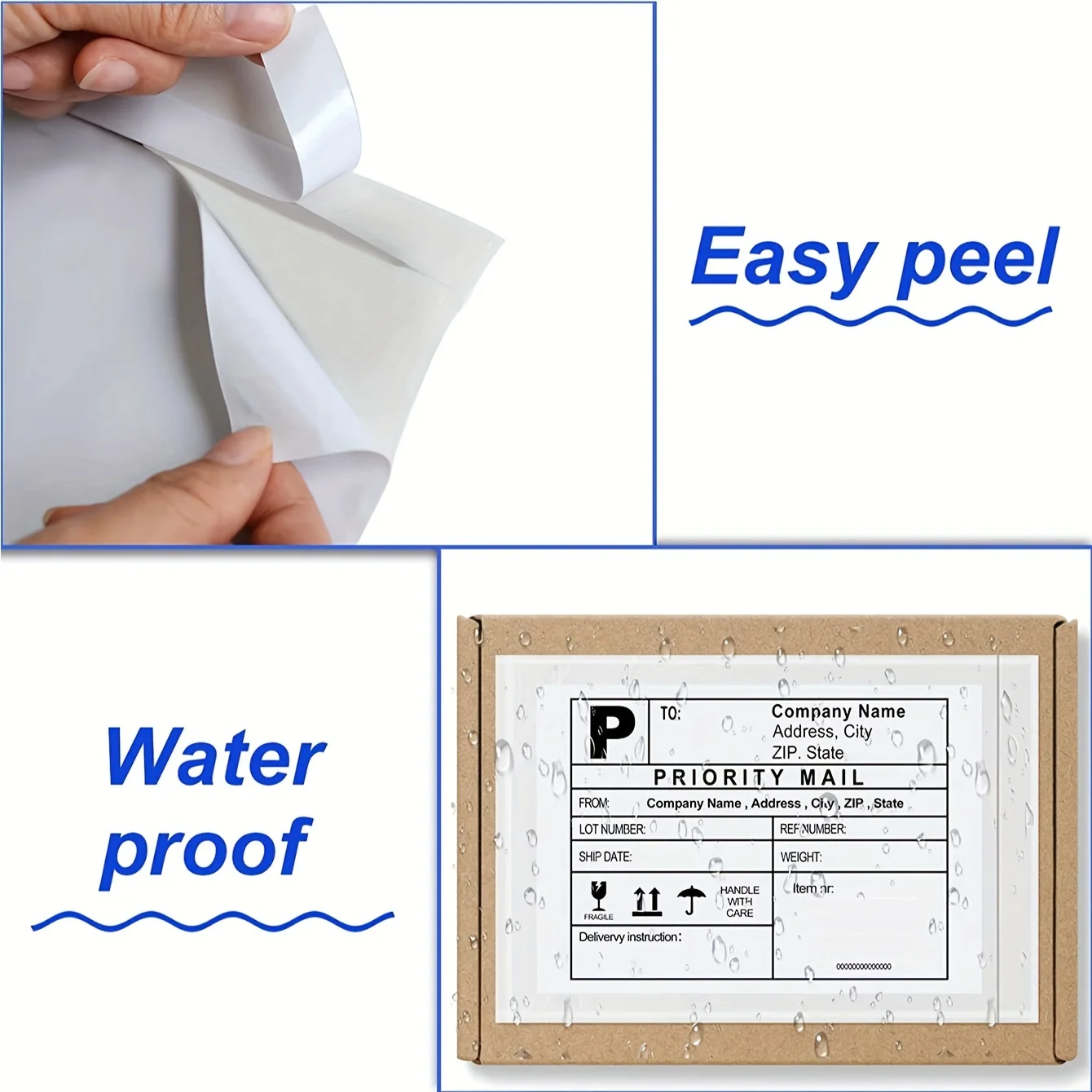 50pcs 15cmx 22cm Clear Adhesive Top Loading Packing List Clear Shipping Pouches,Mailing/Shipping Label Envelopes