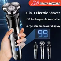 3-in-1 Electric Shaver Double Head 5000 Digital Display Head Washable Rechargeable Brushless Men’s Fast Charge Razor New