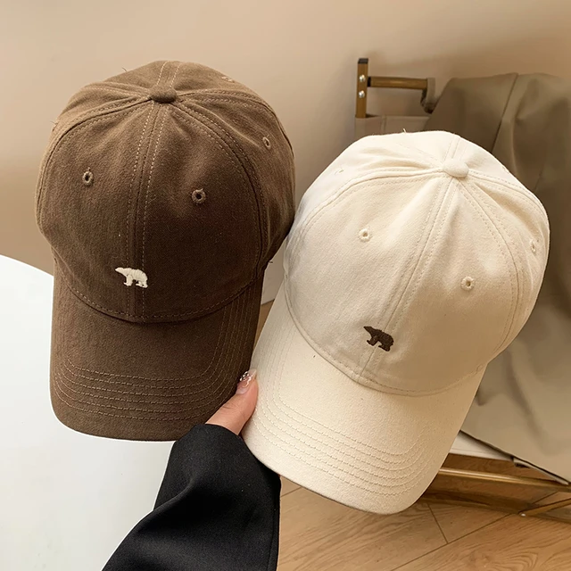 New Fashion Baseball Caps with Embroidered Polar Bear Cotton Hat Adjustable  Casual Visor Hats Solid Hats