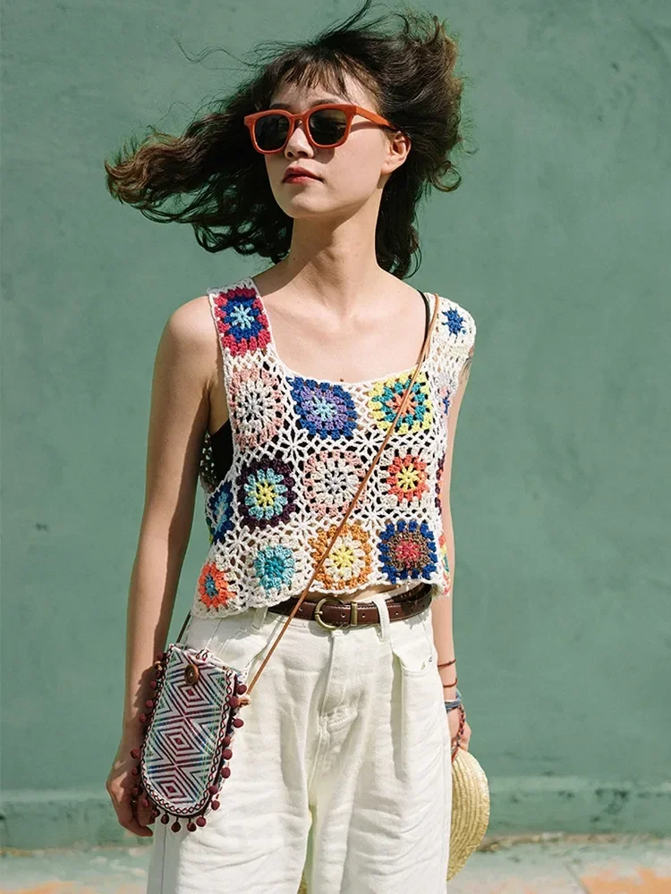 Women's Y2K Bohemian Flower Crochet Knit Vest