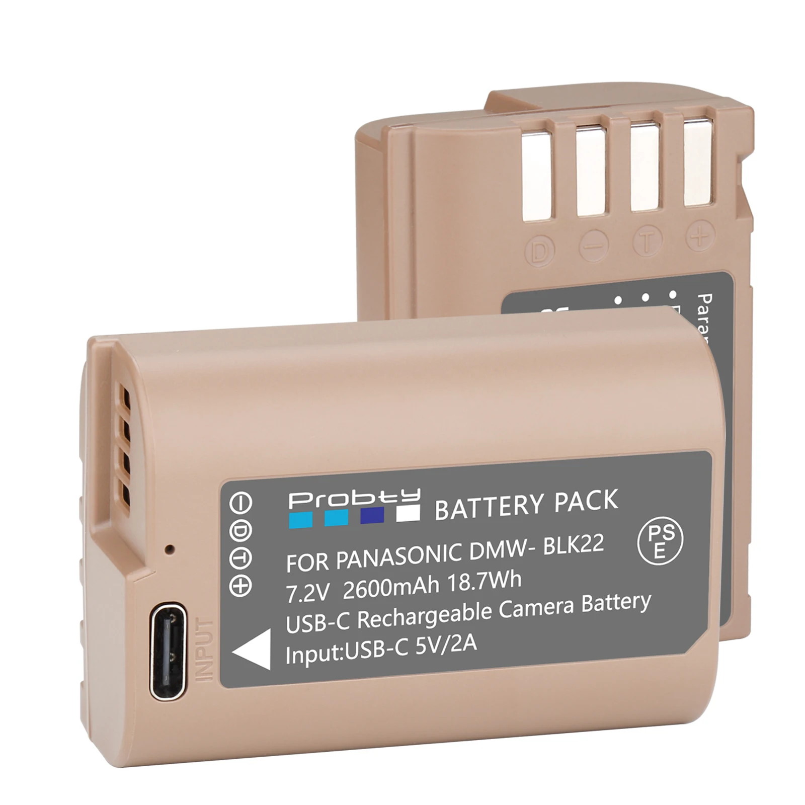 Batteria Dmw-Blk22 Dmw Blk22 Con Porta Di Ricarica Usb-C Per Panasonic Lumix Dc-S5 Dc-S5 Ii Dc-S5 Iix Gh5 Ii Gh6