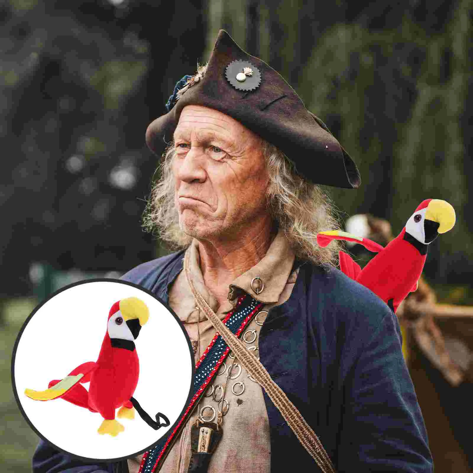 

Plush Parrot On Shoulder Adorable Cartoon Stuffed Parrot Kids Pirate Costume Accessory Bird Toy for Cosplay Party Kids Gift