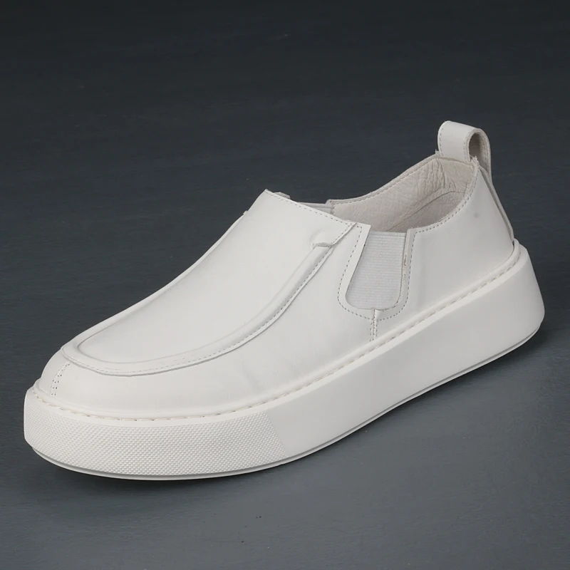 

New Fashionable and Versatile top Layer Cowhide Men's Small White Shoes Lightweight and Comfortable Thick Soles And Elevated