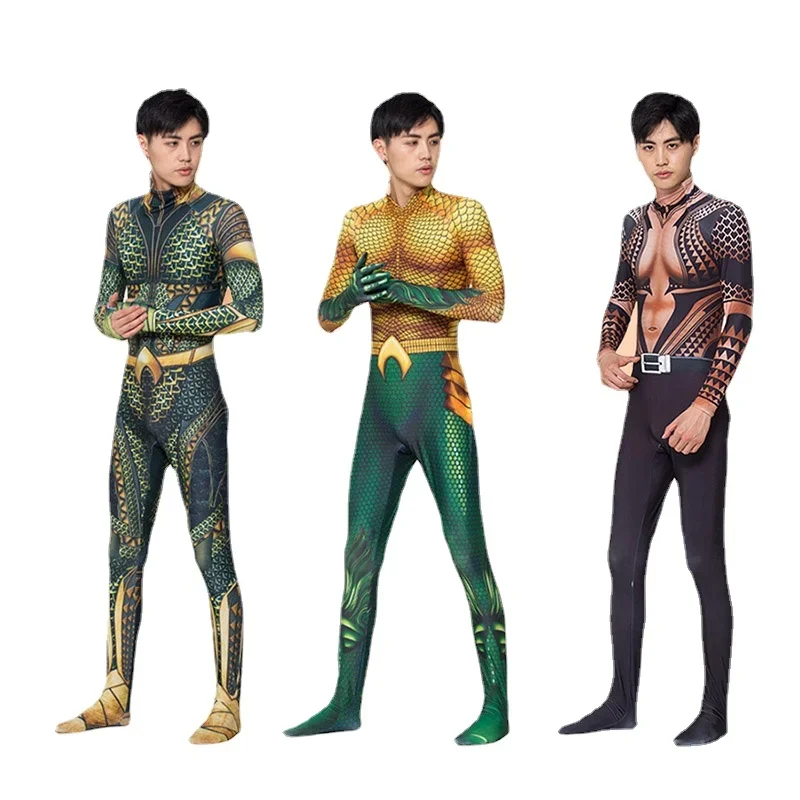 Adulti Bambini Film Aquaman Costume Cosplay Supereroe Arthur Curry Orin Zentai Tuta Tute Halloween Party Dress Up