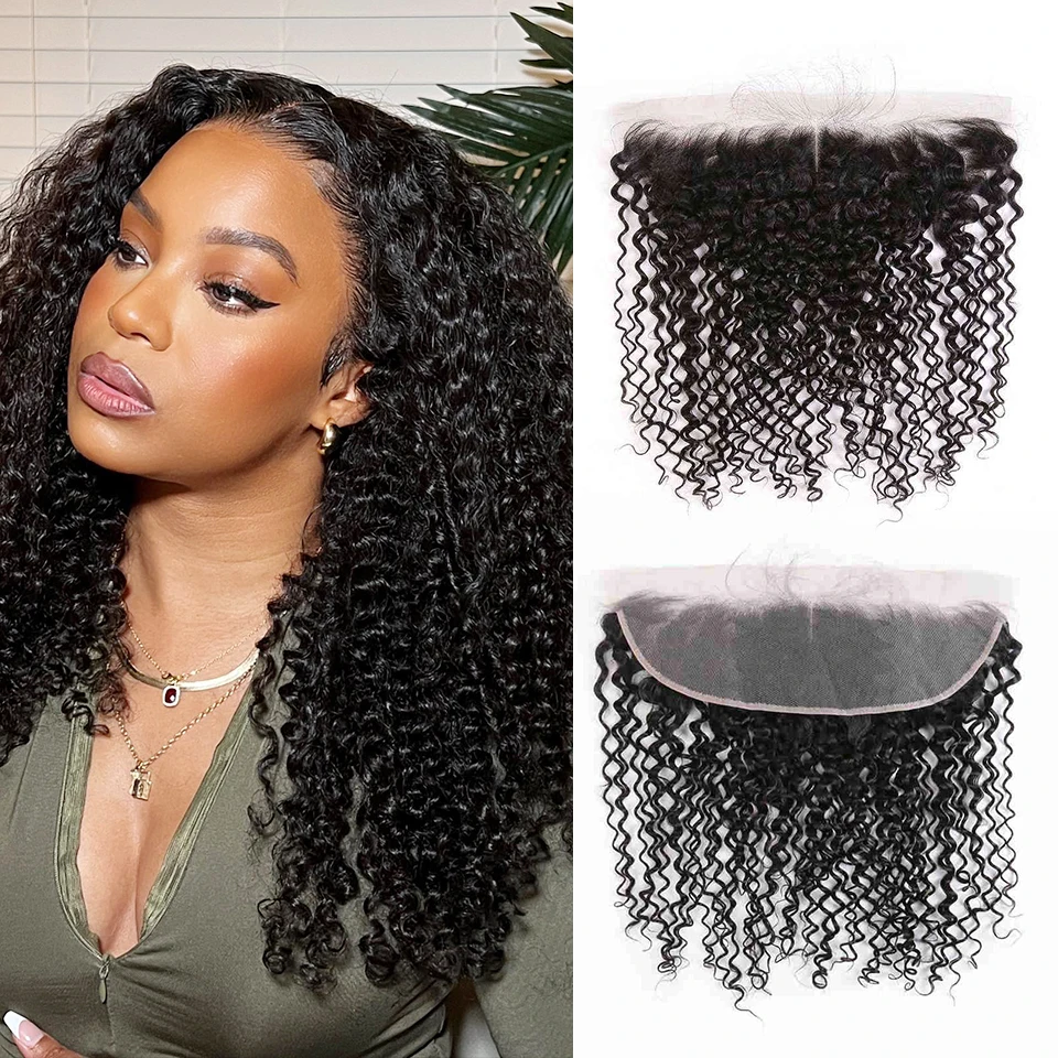 Kinky Curly Wave 13x4 Lace Frontal Transparent Swiss 13x4 Front Pre Plucked Brazilian Remy Human Hair On Sale 130% Density