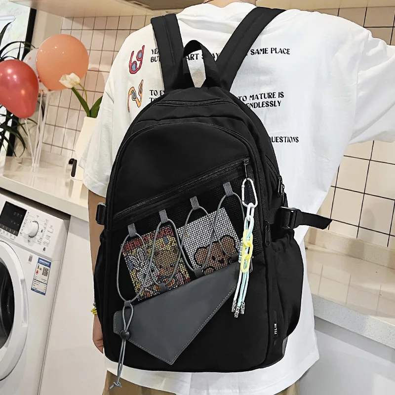 Male Women Mesh Waterproof College Backpack Girl Boy Cute Net School Bag Lady Men Laptop Student Fashion Female Travel Book Bags