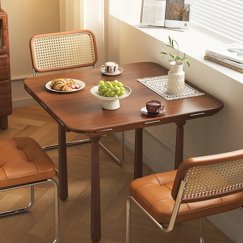 

Japanese Tiny House Dining Table Solid Wood Unique Minimalist Vintage Dining Table Folding Multifunction Mesa Comedor Furniture