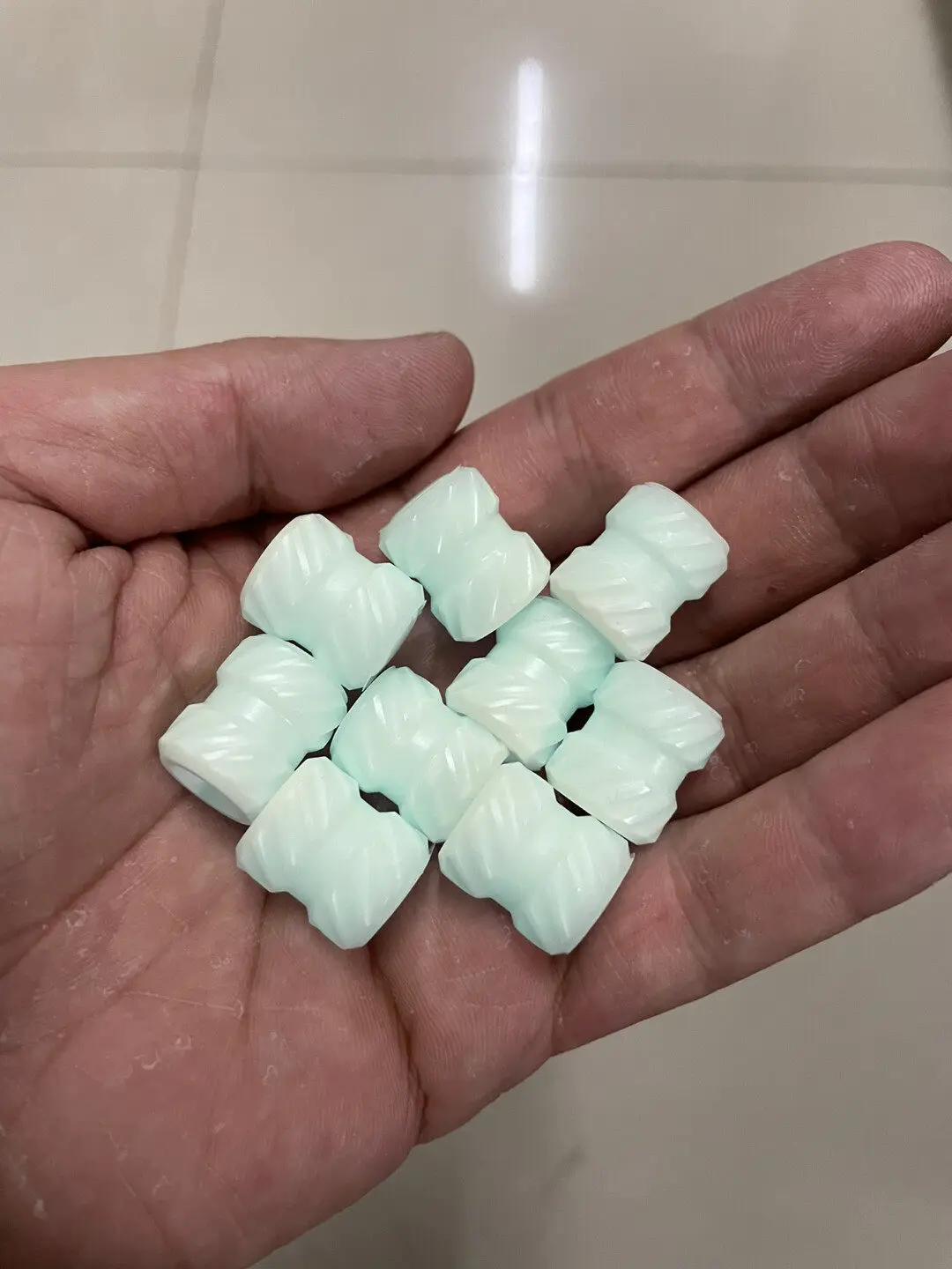 수제 EDC 화이트 글로우 랜야드 비즈, 레진 야광 나이프 펜던트