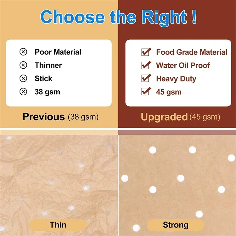 50/100 Pcs Square Air Fryer Parchment Paper Liners – Upgraded Disposable Baking Paper w... - SKU AFPL1943 - UGI Packaging