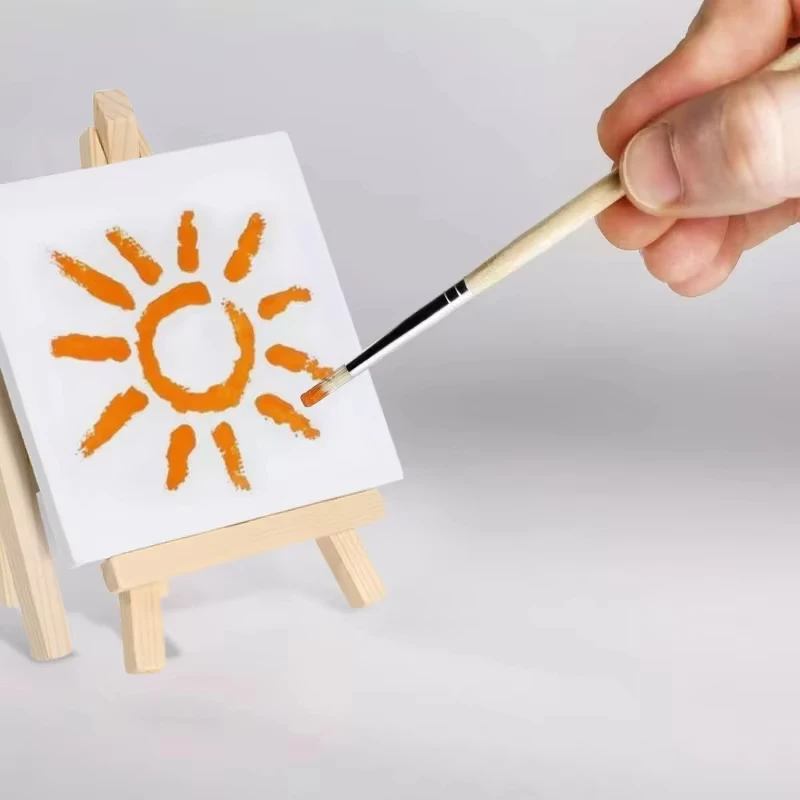 12pcs/set Artists 5 inch Mini Easel +3x3 inch Mini Canvas Set Painting Kids Craft DIY Drawing Small Table Easel for School Art