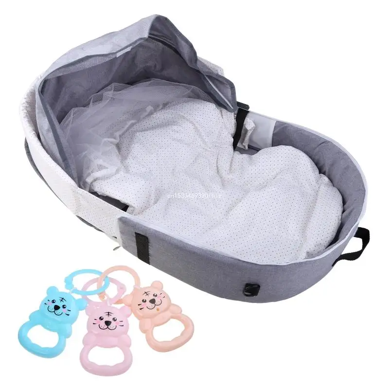 Baby Bed Travel Crib Portable Toddler Bed Cot with Mosquitoes Net Foldable Bassinet Infant Sleeping Basket with  for Mummy