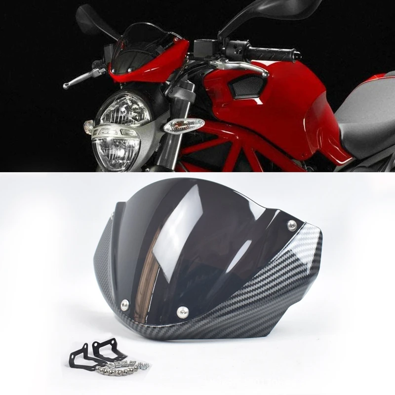 motorcycle-windshield-head-cover-windshield-fairing-for-ducati-monster-696-795-796-m1100-carbon-fiber
