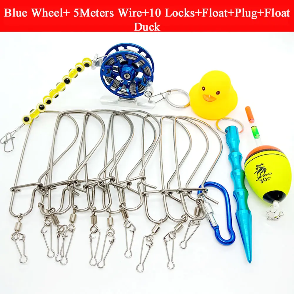 

AS 10 Snaps Fishing Lock Buckle Wheel Tackle Fishing Accessories Stainless Steel Chain Stringer Float Live Fish Lure Lock belt