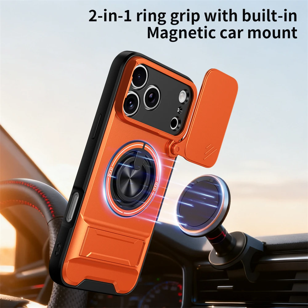 Magnetic Phone Case With Slide Camera Protector And Ring Stand_voghion.com