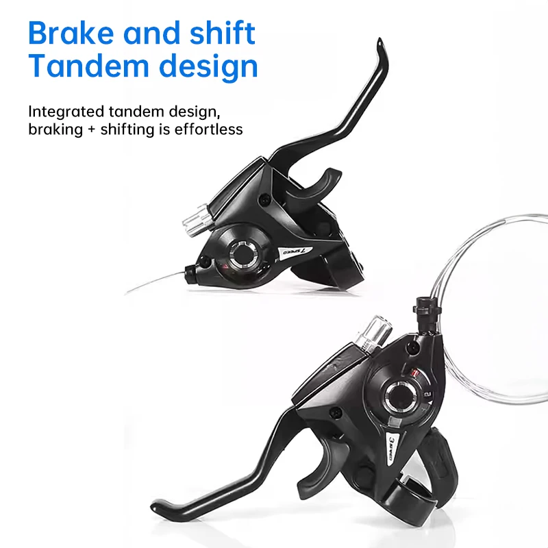 Mountain Bike Shifter 3x7/3x8 Speed Shifter with Gear Indicator and V Brake Cable Aluminum Alloy MTB Bike Brake Lever