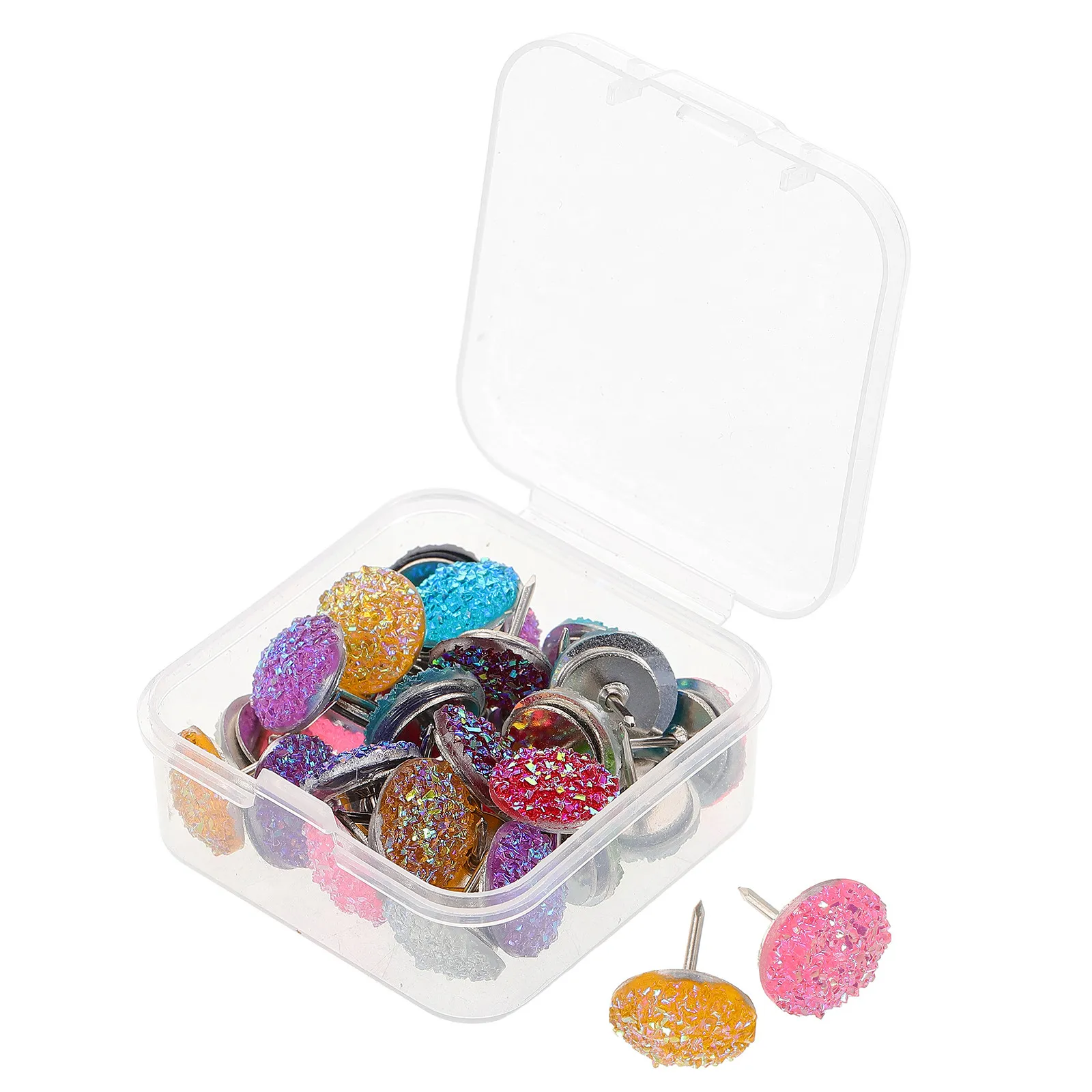 30Pcs 푸시 핀 블링 플랫 헤드 압정 장식 코르크 보드 액세서리 DIY 공예 어린이를위한 귀여운 재미있는 푸시 핀